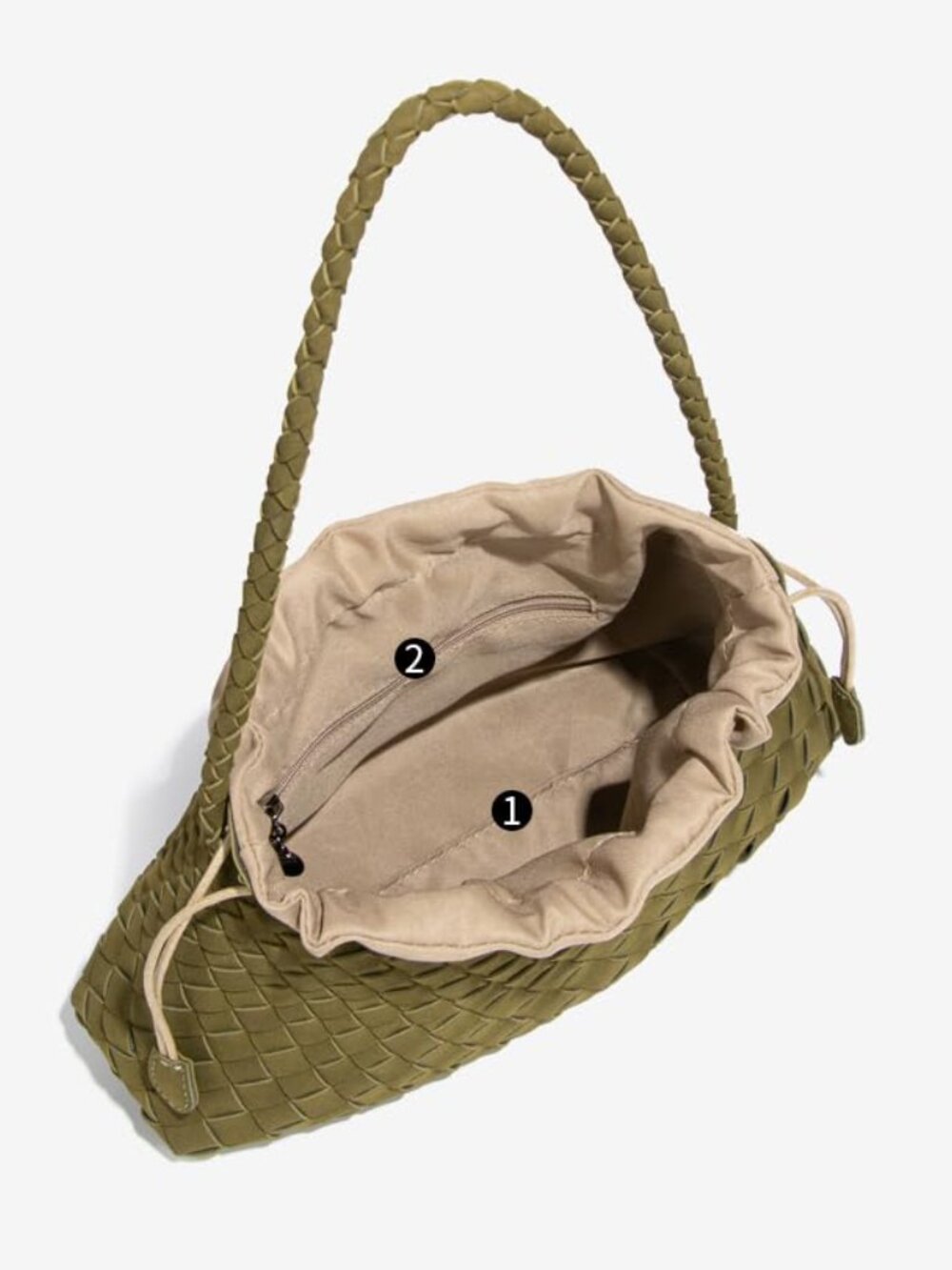 Suede Hobo Bag PU Leather Drawstring Shoulder Purse Tote Handbag - Picture 4 of 7